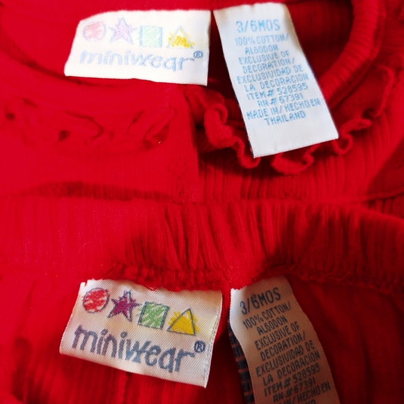 3-Piece Red Heart Ruffle Matching Set 3 Months - Picture 8 of 8